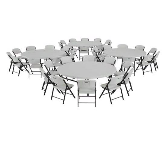Lifetime 4 Tables / 40 Chairs - 72 in. Commercial Round Tables and Chairs Set - White (80145) - Convenient and great for parties and big events.